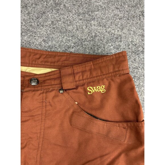 Swag Pants Mens Medium Rust Brown Insulated Nylon Lined Zip Fly Workwear Winter - Picture 2 of 10
